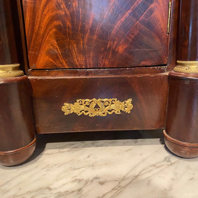 Brown French Empire Nightstand or Side Table With Marble Top and Ormolu Mounts For Sale - Image 8 of 14