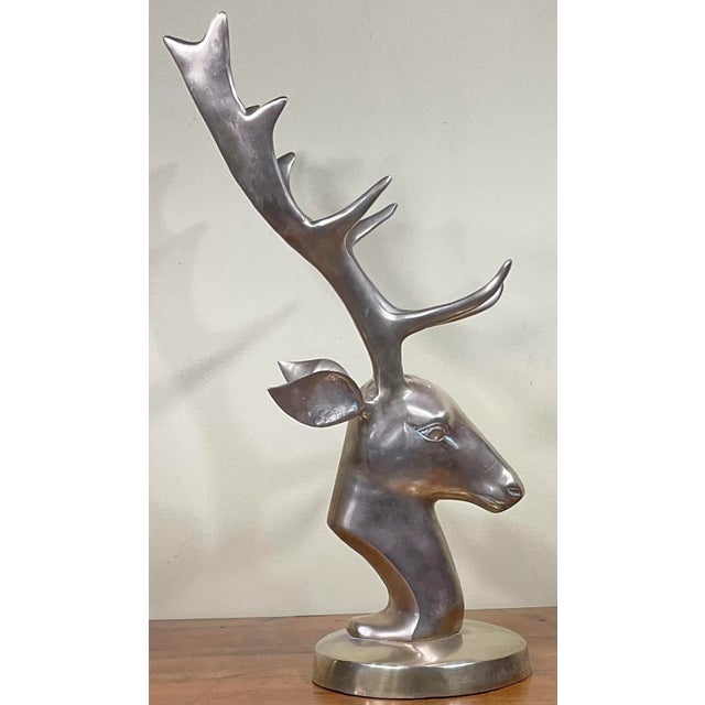 1980s Vintage 1980s Brass Deer Head For Sale - Image 5 of 13