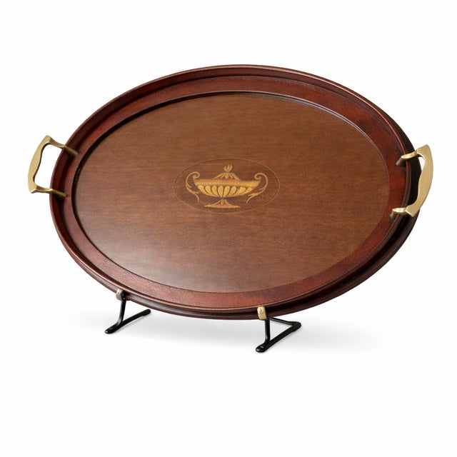 Manning Bowman & Co. Edwardian Mahogany Serving Tray For Sale - Image 13 of 13