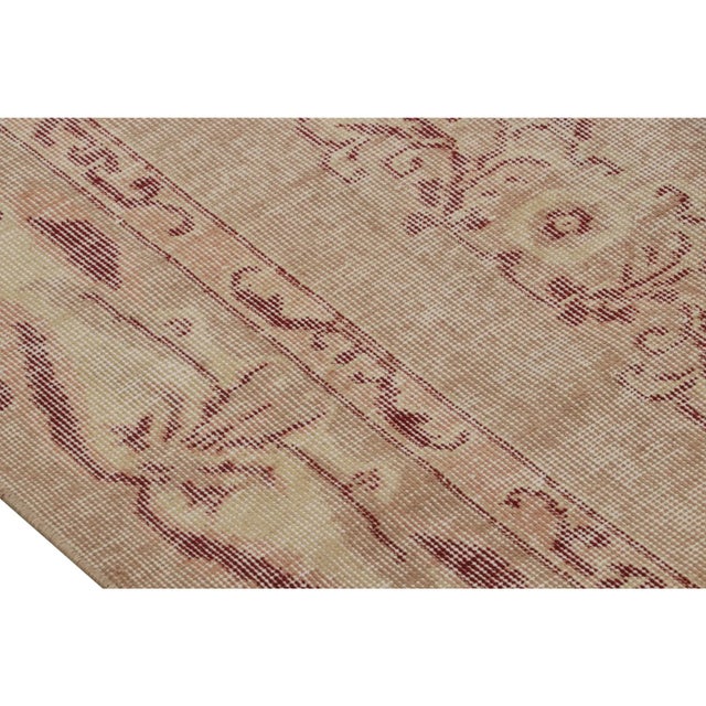 Art Deco Vintage Zeki Müren Rug in Pink With Floral Medallion, From Rug & Kilim For Sale - Image 3 of 7