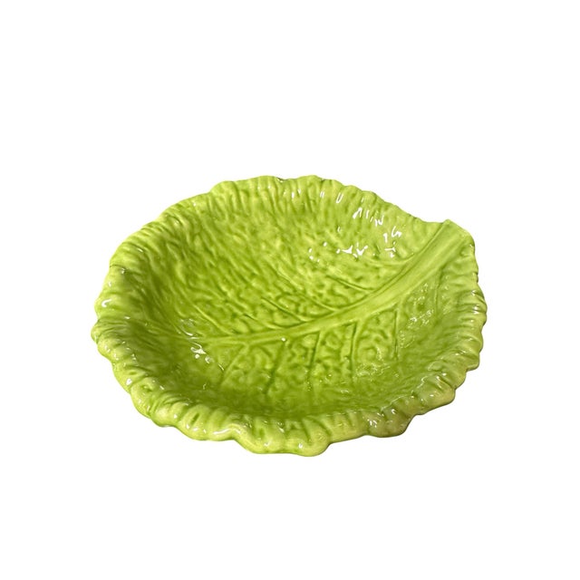 1960s Vintage Ceramic Cabbage Leaf Serving Bowl For Sale - Image 5 of 9