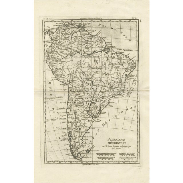 Antique South America Enlightenment Map by Rigobert Bonne, 1780s For Sale