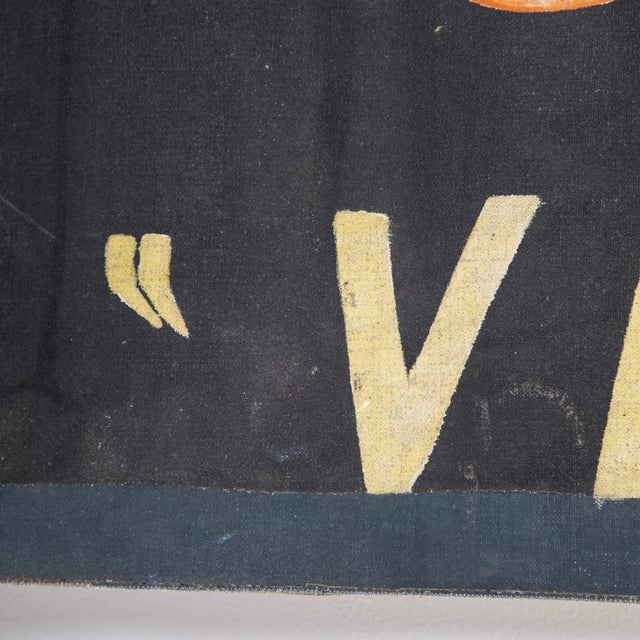 Textile Black & Red Canvas Advertising Pigeon Voyageur Banner, 1950s For Sale - Image 7 of 12