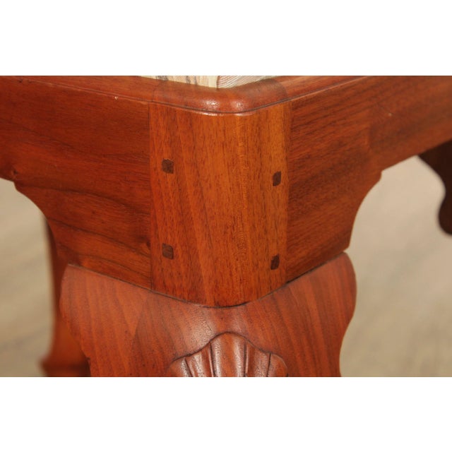 Custom Crafted Queen Anne Style Carved Walnut Stools - A Pair For Sale - Image 11 of 12