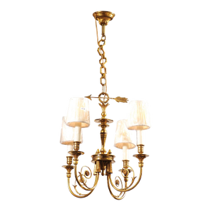 1920s French Neoclassical Gilt Bronze 4-Light Chandelier