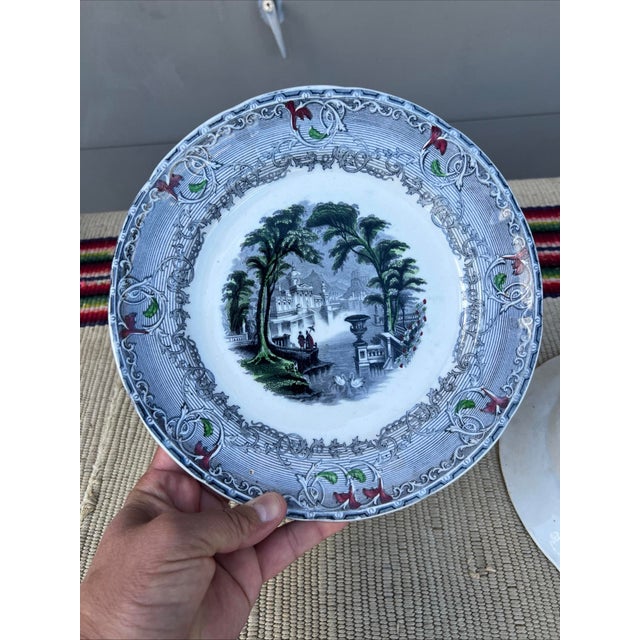 A Pair of Antique Staffordshire Transfer Decorated Ironstone Plates “Venus” Circa 1850's For Sale - Image 11 of 12