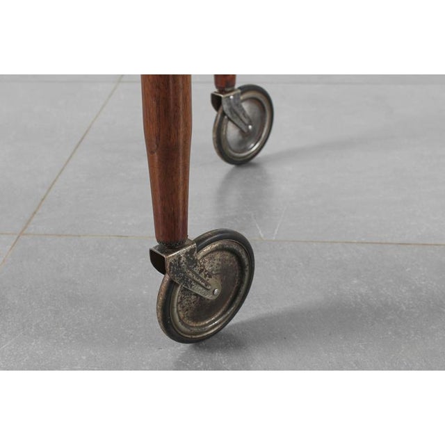 Wood and Glass Coffee Serving Cart attributed to Gio Ponti for Vitrex, Italy, 1940s For Sale - Image 12 of 17