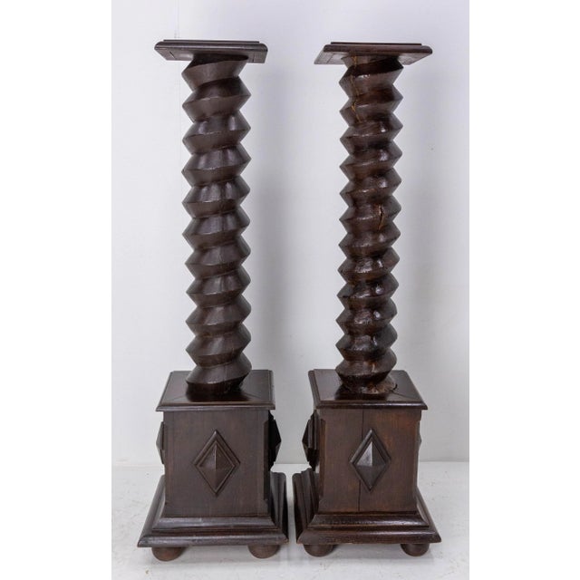 19th Century French Wine Press Screw Pedestals Plant Holders, Set of 2 For Sale - Image 11 of 11