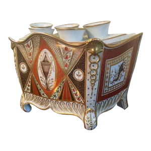 Large Antique 18th / Early 19th Century Worcester Porcelain Neoclassical Bough Pot Vase and Cover With Urn and Cornucopia Decoration 1800