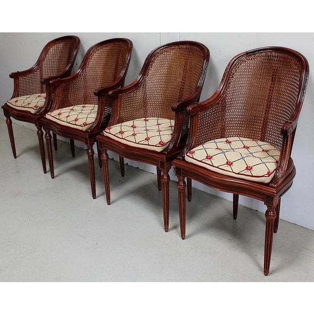 20th Century Louis XVI Mahogany Armchairs, Set of 4 For Sale - Image 3 of 18