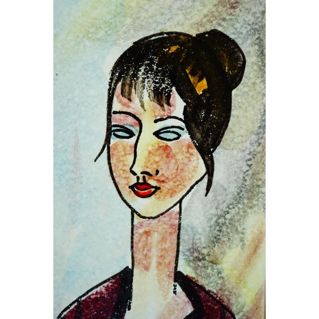 Brown Vintage Ceramic Tile with Wooden Support, 1960s For Sale - Image 8 of 13