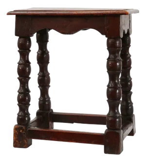 19th Century Oak Rectangular Joint Stool with Turned Legs, France, 1820