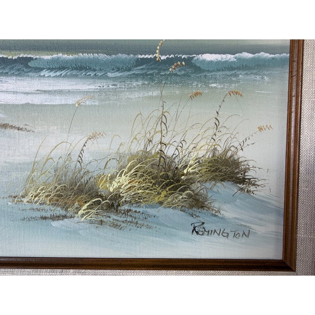 Vintage Remington Coastal Seascape Oil on Canvas Painting – Framed For Sale - Image 10 of 11