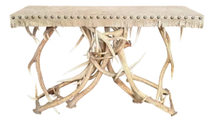 Elk Antler Console Table With Leather Top