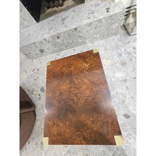 Mid 20th Century Burl and Golden Brass Tiered Side Table by Century Furniture For Sale - Image 5 of 14