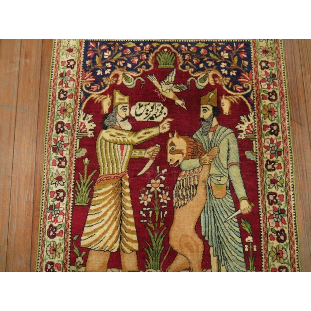 Persian Botanical Persian Emperor Slaying Lavar Kerman Mat rug no. j1772 For Sale - Image 3 of 7