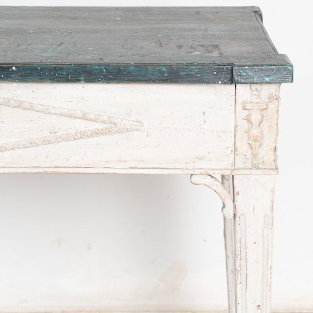 White White Painted Swedish Gustavian 19th Century Side Table Console For Sale - Image 8 of 10