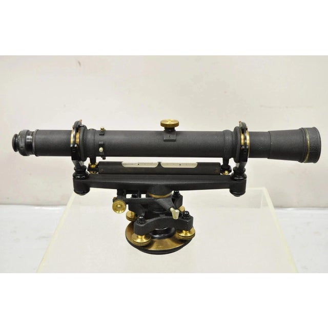 Wood Antique Keuffel & Esser Co 141547 Surveyors Compass in Case W Wooden Tripod Base For Sale - Image 7 of 12