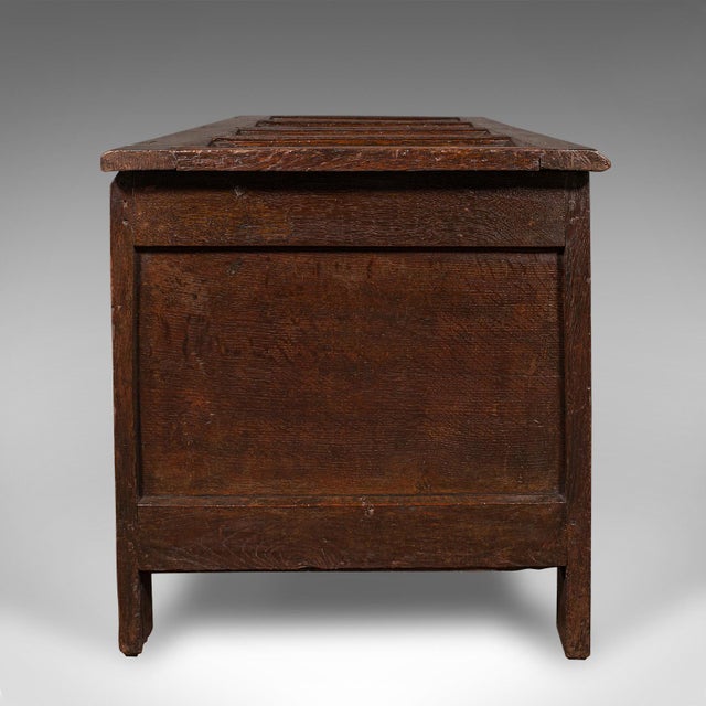 1700 Large Antique English Oak Coffer For Sale - Image 4 of 9