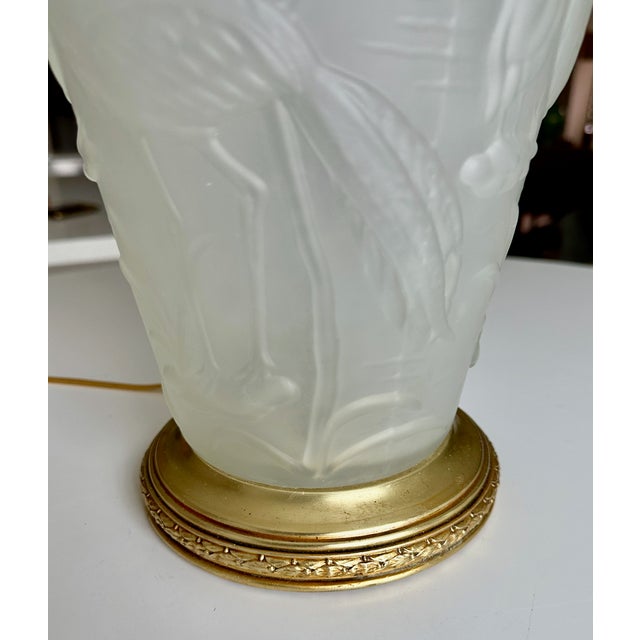 Single Chinoiserie Satin Glass Muller Freres Style Table Lamp For Sale In Palm Springs - Image 6 of 15