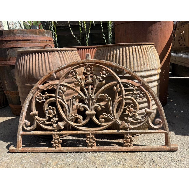 Mid 20th Century Vintage Old Cast Iron Indian Arched Transom For Sale - Image 5 of 5