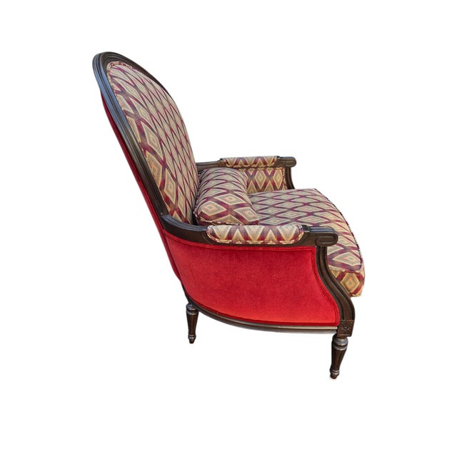 French 1990s Ethan Allen Custom Suzette Bergere Lounge Chair French Living Room Armchair For Sale - Image 3 of 14