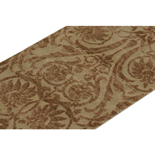 Rug & Kilim 2010s Rug & Kilim’s European Style Twin Runners in Beige With Brown Floral Patterns For Sale - Image 4 of 7