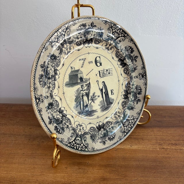 Rustic European 19th Century French Rebus Picture Puzzle Decorative Plate For Sale - Image 3 of 5