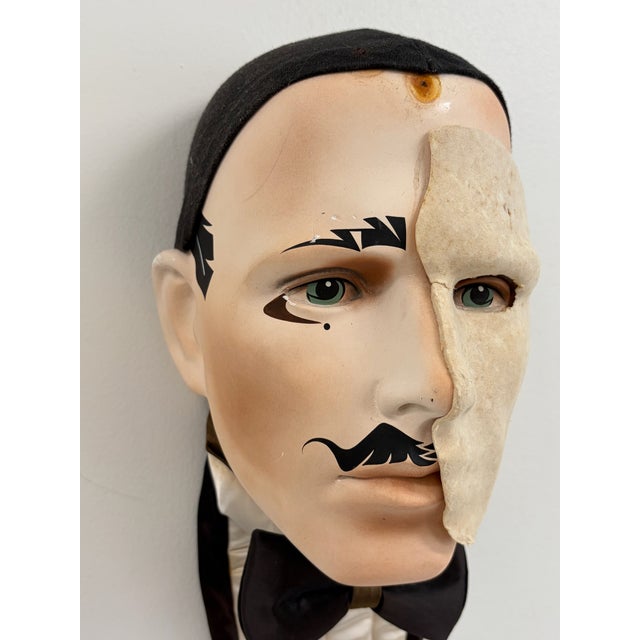 Textile Large Phantom of the Opera Style Plaster Wall Mask Sculpture For Sale - Image 7 of 12