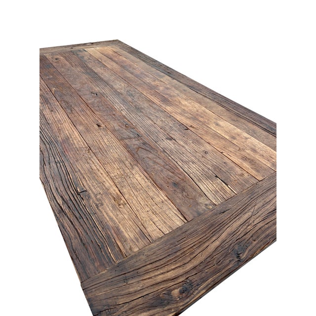 Wood Restoration Hardware Flatiron Rectangular Dining Table in Reclaimed Wood For Sale - Image 7 of 10