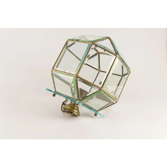 Italian single light beveled glass and brass pendant. Very interesting geometric shape. One original socket for the E27...