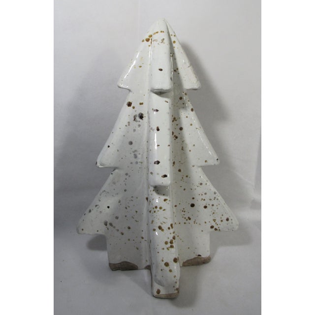 Vintage Pottery Barn Holiday Speckled Christmas Tree Fired Terracotta Figure For Sale - Image 9 of 12