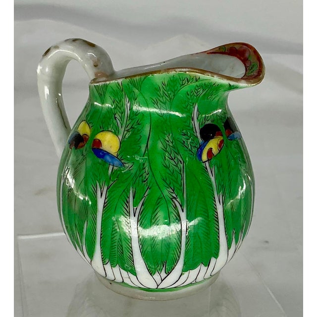 Antique Chinese Export Porcelain Famille Verte”boc Choy Leaf” Creamer Pitcher For Sale - Image 4 of 12