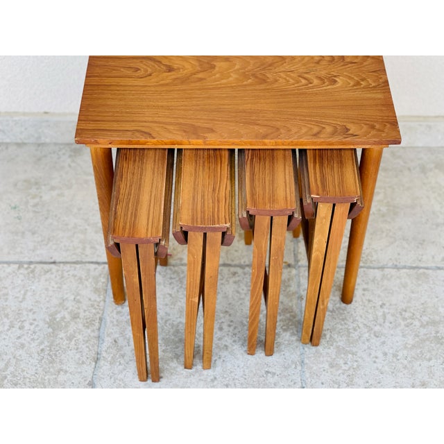 Scandinavian Teak Nesting Tables, 1960s, Set of 5 For Sale - Image 4 of 12
