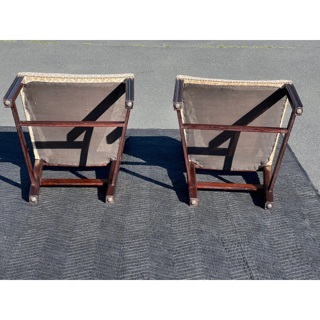 Brown Mid 20th Century Pair of Chippendale Style Ribbon Back Chairs With Curved Seats For Sale - Image 8 of 8