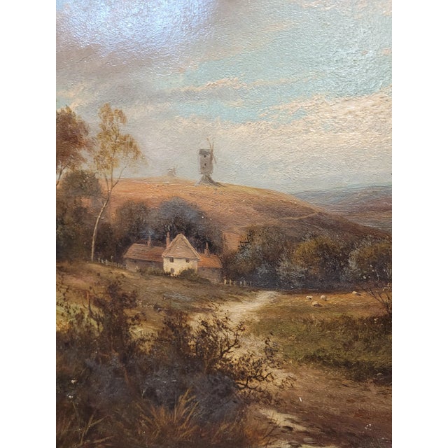 Paint 19th Century Signed Antique Farmscape Oil Painting, Framed For Sale - Image 7 of 10