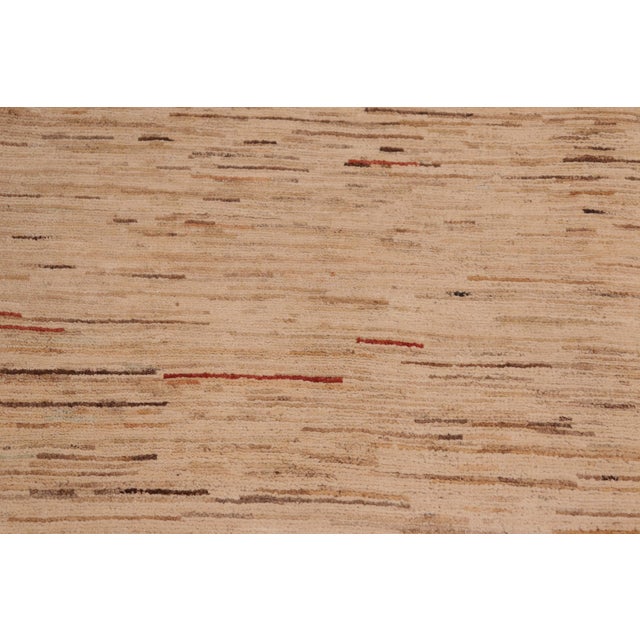 Contemporary Gabbeh Beige/Blue Wool Rug - 7'9'' X 9'6'' For Sale - Image 4 of 10