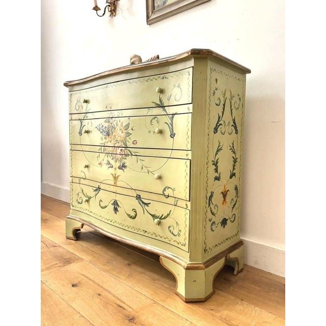 Early 20th Century Hand-Painted Serpentine Chest of Drawers For Sale - Image 6 of 14