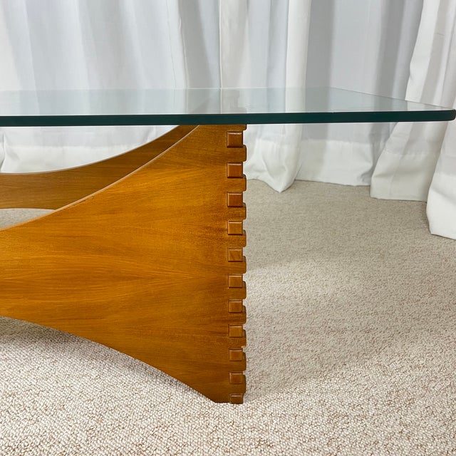 Sculptural Coffee Table in Mahogany and Glass, Europe, 1970s For Sale - Image 13 of 18