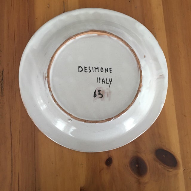 Blue DeSimone Italian 10" Mid-Century Pottery Charger Plate For Sale - Image 8 of 8