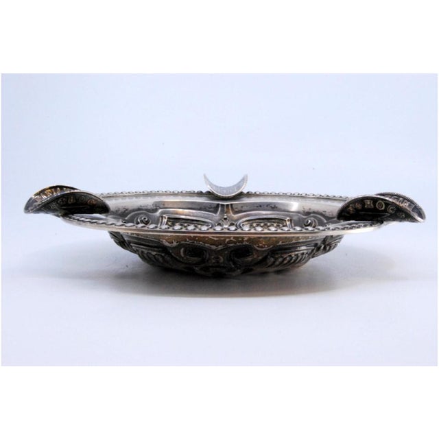 Shell-Shaped Silver Ashtray with Pearls Frieze, Central Coat of Arms, Cigarette Holders and D Maria Coins For Sale - Image 4 of 9