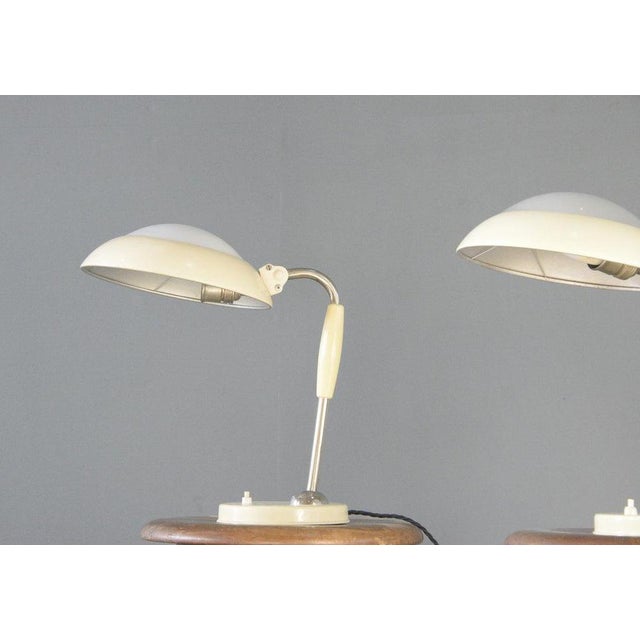 Table Lamps By Koranda Circa 1930s - Original Cream paint - On/Off switch on the base - Adjustable steel shade - Glass...