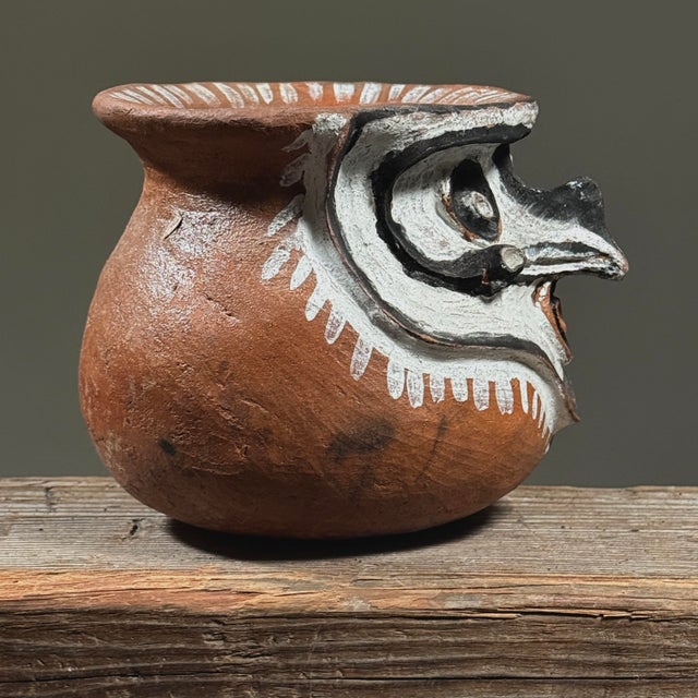 Tribal Vintage Folk Art Anthropomorphic Papa New Guinea Chambri Wood Fired Clay Damarau For Sale - Image 3 of 9