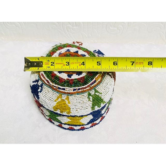 1940s Vintage Hand Made Beaded Pashtun Afghanistan Hat For Sale - Image 11 of 12