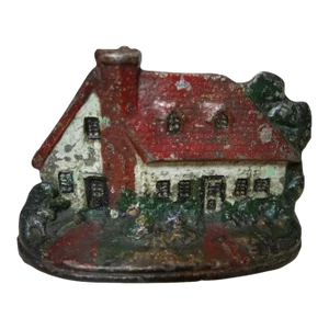 Early 20th Century Cape Cod Cottage Painted Cast Iron Doorstop, L.A.C.S. #730