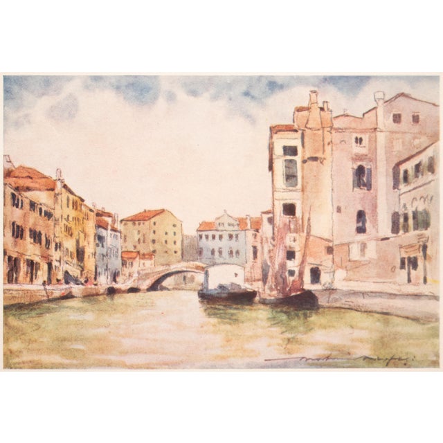 An original small period antique full-color print of Venice by Mortimer Menpes after his watercolor painting "In Murano"....