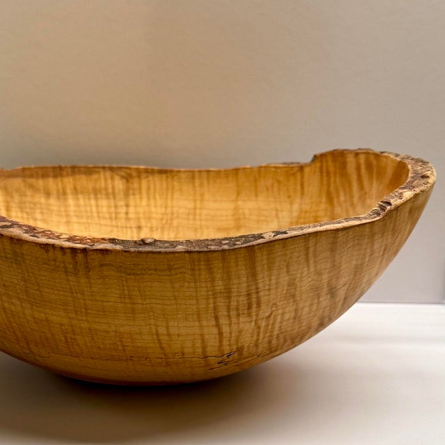 Handcrafted One-Of-A-Kind Spalted Maple Serving Bowl by Spencer Peterman, Signed For Sale - Image 4 of 9