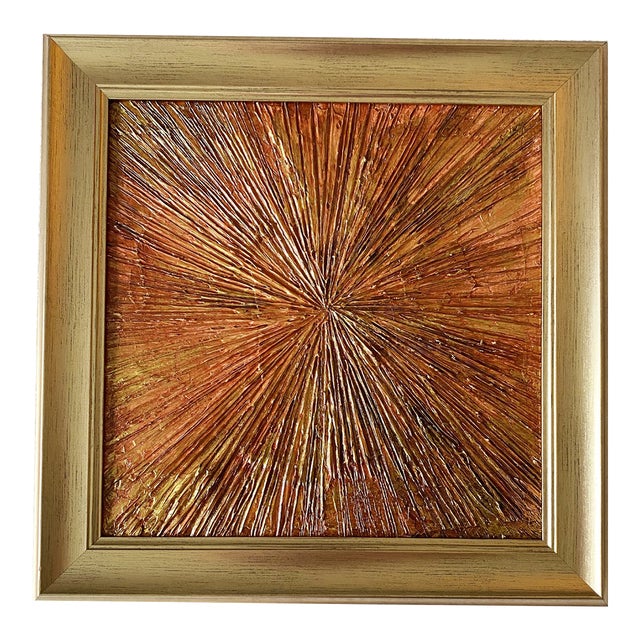 Textured Sunburst Wall Art Original Acrylic & Clay Painting by Tatiana Duperault For Sale