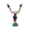 Bochic "Capri" Vintage Sapphire, Ruby & Emerald Necklace - 18K Gold & Silver For Sale - Image 16 of 18