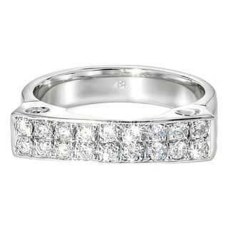 Late 20th Century 18K White Gold Pave Diamond Designer Ring Band, Size 6.75 For Sale